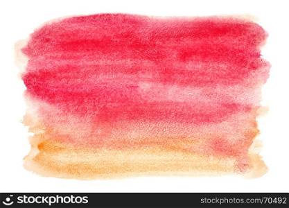 Red and orange watercolor brush strokes isolated over the white background