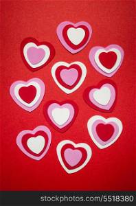 Red and pink Valentines day hearts. Romantic red pink and white hearts for Valentines day