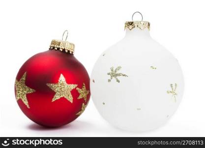 red and white dull christmas balls. red and white dull christmas balls on white background