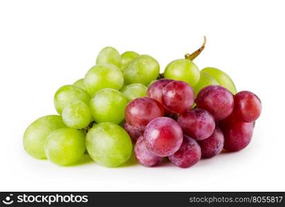 Red and white grapes isolated on white background. Red and white grapes