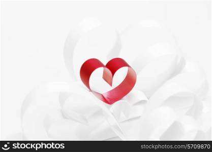 Red and white paper hearts composition, Valentines day concept