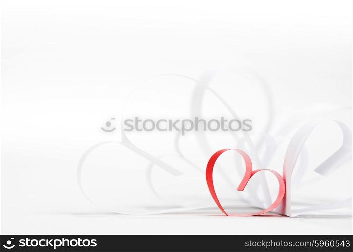 Red and white paper hearts composition, Valentines day concept