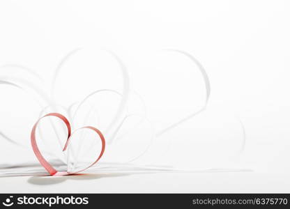 Red and white paper hearts composition, Valentines day concept. Paper hearts