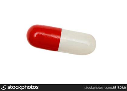 Red and white pill a over white background