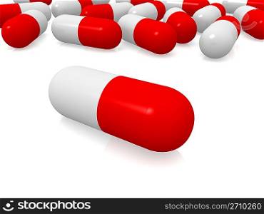 Red and white pills 3d