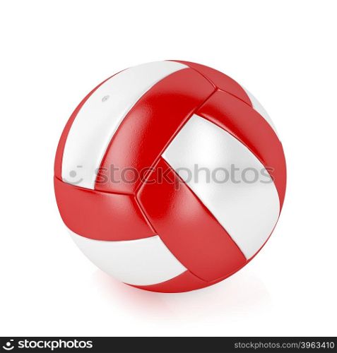Red and white volleyball ball on shiny white background