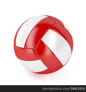 Red and white volleyball ball on shiny white background