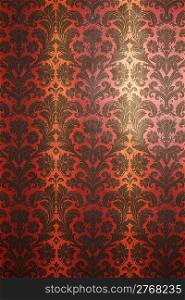 red and yellow with black pattern wallpaper. vertical ornament. Vintage style
