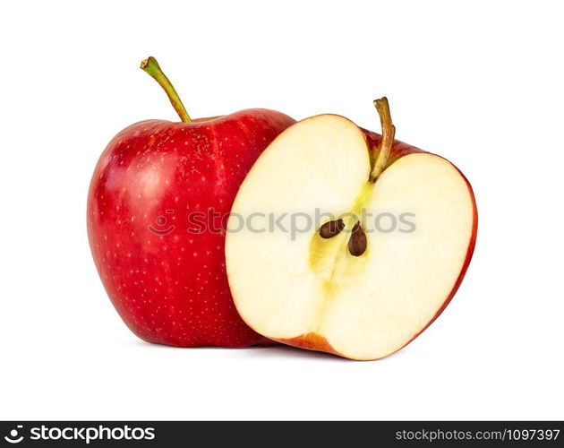 Red apple isolated on white background with clipping Path