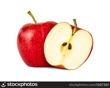 Red apple isolated on white background with clipping Path