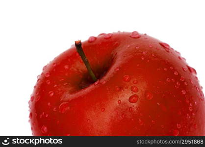 Red apple with dew isolated on white