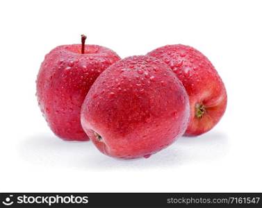 Red Apple with drops of water isolated on white background