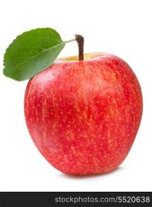 red apple with leaf on white background