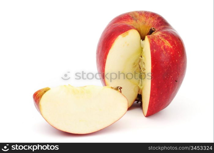 red apples pile slice isolated on white