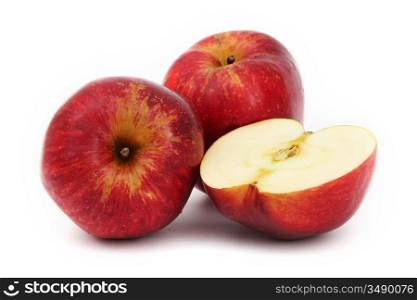 red apples pile slice isolated on white