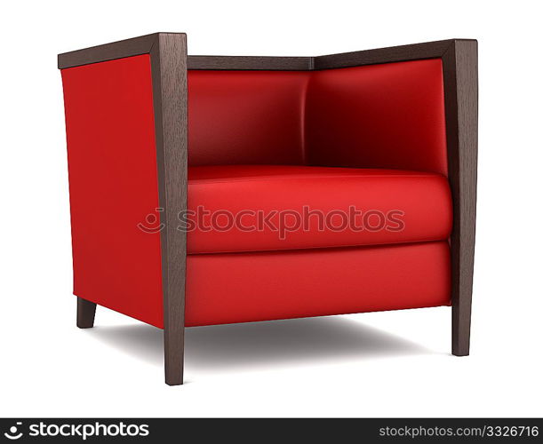 red armchair isolated on white background with clipping path