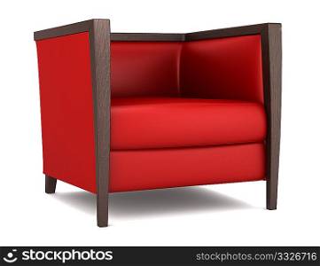 red armchair isolated on white background with clipping path