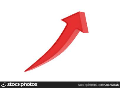 Red arrow going up isolated on white background in success busin. Red arrow going up isolated on white background in success business concept. 3d illustration. Red arrow going up isolated on white background in success business concept. 3d illustration