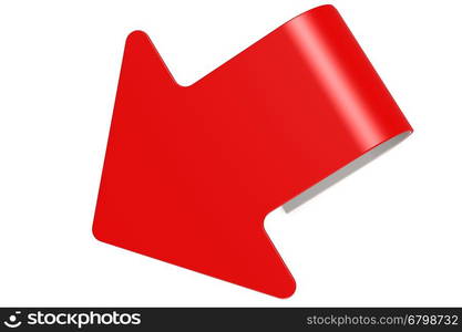 Red arrow with curved tail, 3D rendering