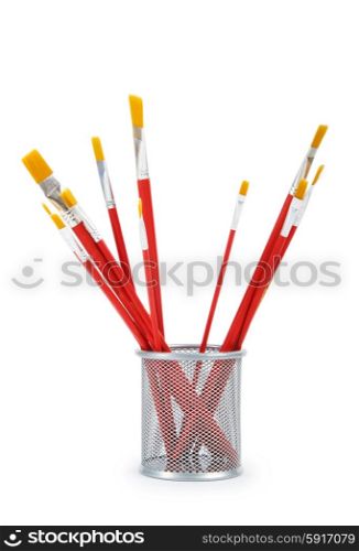 Red art brushes isolated on the white background