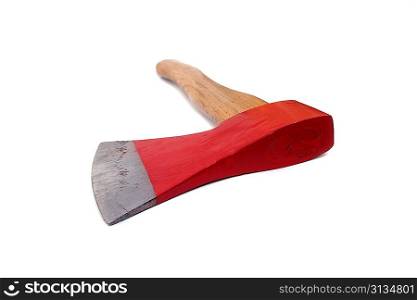 Red axe isolated on white