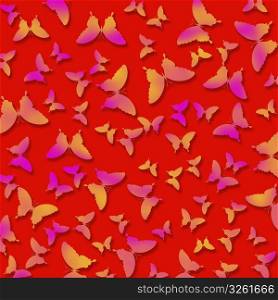 Red background with butterflies