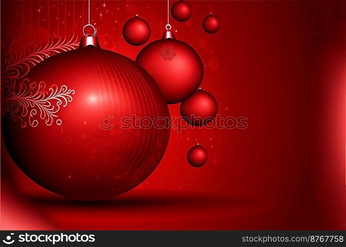 Red background with christmas balls