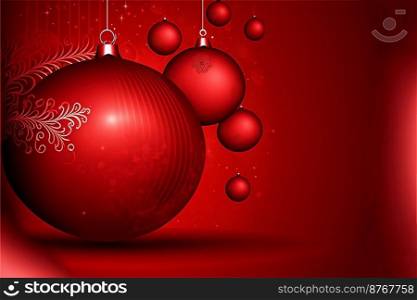 Red background with christmas balls