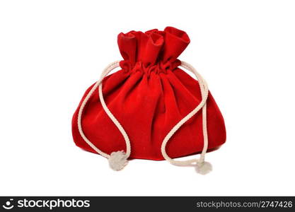 Red bag with gifts from Santa Claus