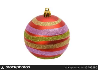Red ball of christmas on a over white background