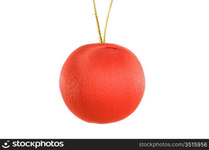 Red ball of christmas on a over white background