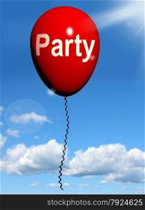 Red Balloon In The Sky For Celebration Or Party. Party Balloon Representing Parties Events and Celebrations