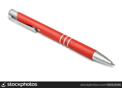 Red ballpoint pen isolated on white