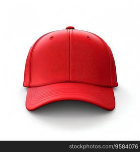 Red Baseball Cap Front View Isolated on a White Background. Generative ai. High quality illustration. Red Baseball Cap Front View Isolated on a White Background. Generative ai