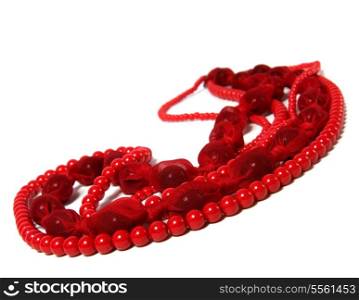 red beads isolated on white background
