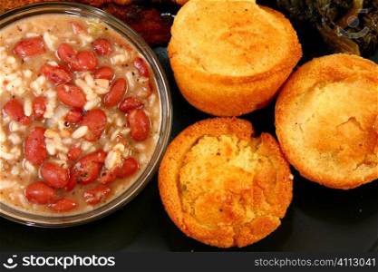 Red Beans and Rice with Cornbread.