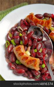 Red beans meal and sausages
