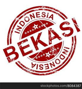 Red Bekasi stamp with white background, 3D rendering