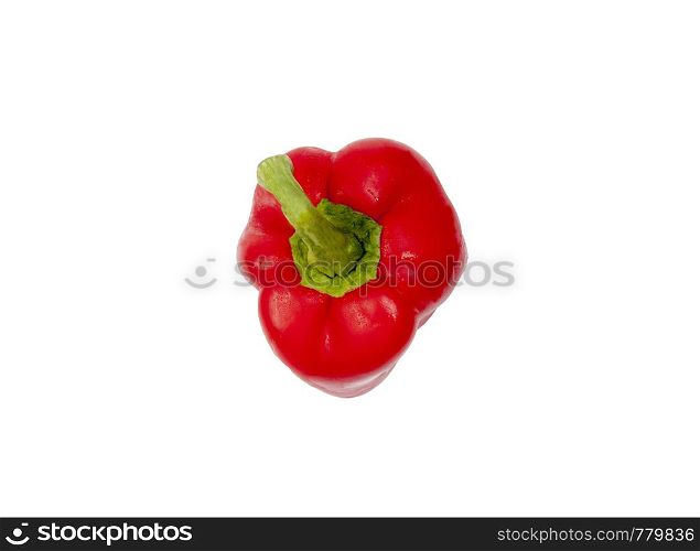 Red bell pepper on white background, top view