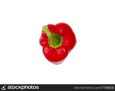 Red bell pepper on white background, top view