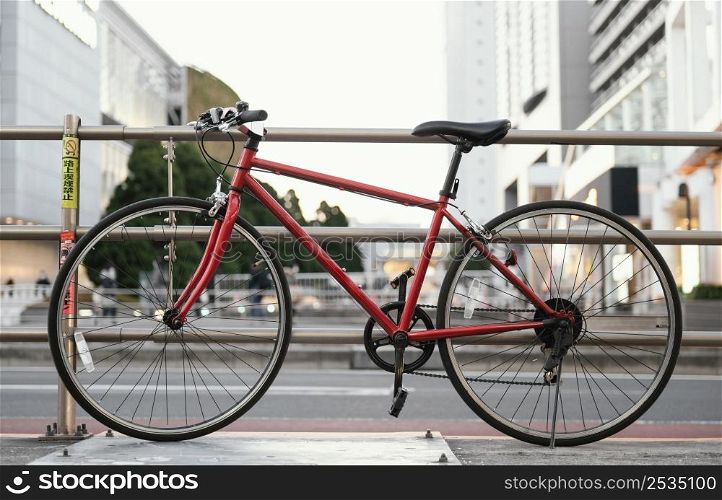 red bicycle with black details