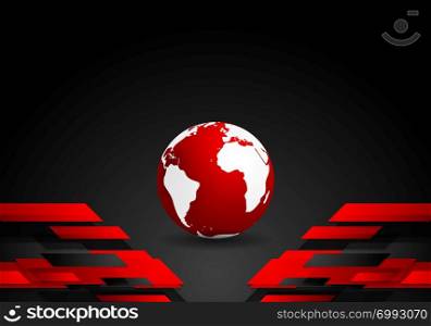 Red black tech contrast background with earth globe
