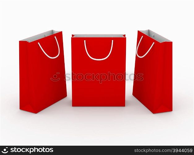 Red blank shopping bag with clipping path, ready for your texture ,design or brand on it