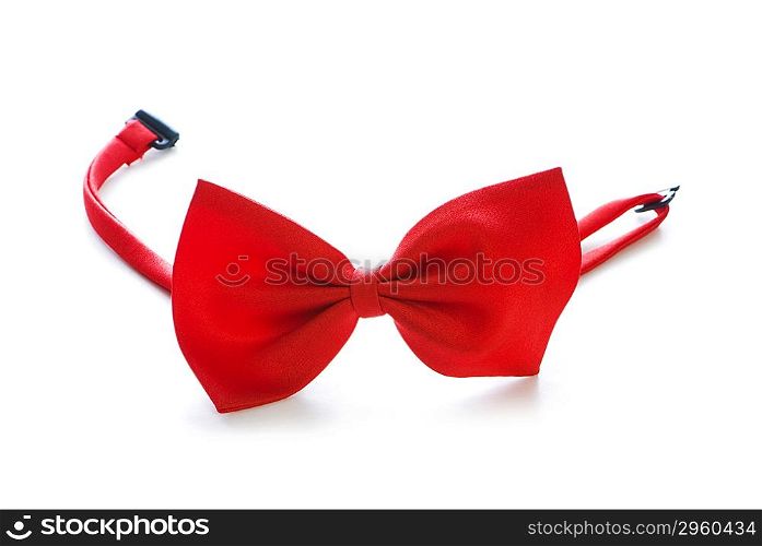 Red bow tie isolated on the white