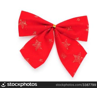 Red bow with shadow. It is isolated on a white background