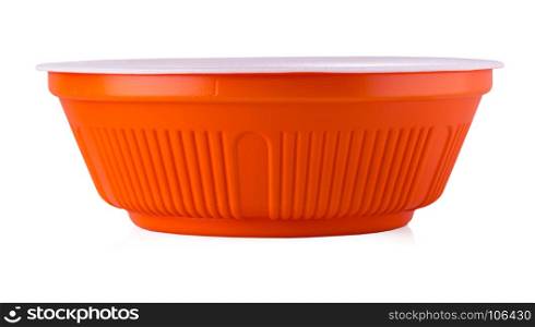 Red bowl on the white background