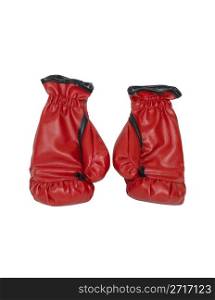 Red boxing gloves used to protect the hands during a boxing match - Path included