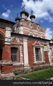 Red brick Rusian orthodox chirch in Ostashkov, Seliger