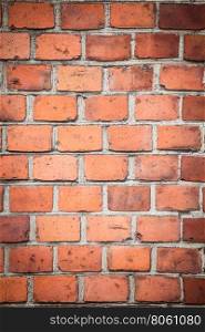 red brick wall as texture or background. .Closeup of brown red brick wall as texture or background. Architectural detail.