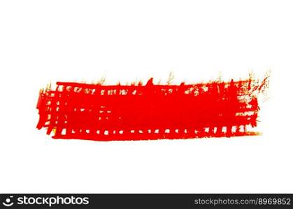 Red brush stroke isolated on white background